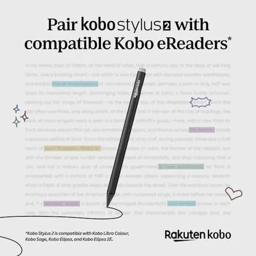 Kobo Stylus 2 Black | 13.8g (0.49oz) | Mark Up eBooks & PDFs, Rechargeable USB-C thumbnail 3