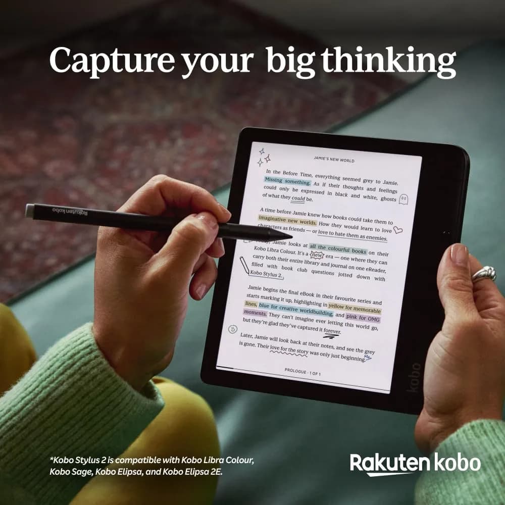 Kobo Stylus 2 Black | 13.8g (0.49oz) | Mark Up eBooks & PDFs, Rechargeable USB-C - view 4