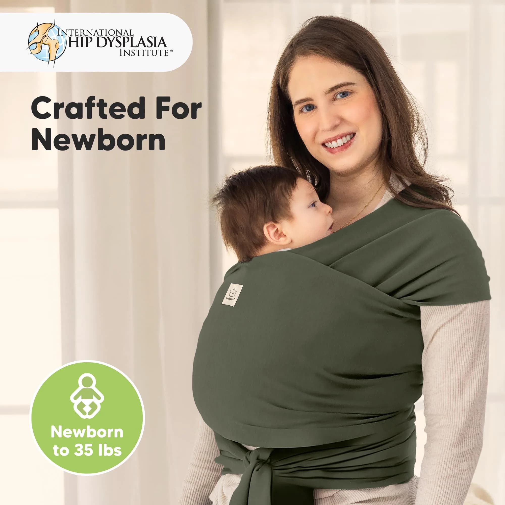 KeaBabies Original Baby Wrap Carrier - Forest Green, One Size - view 2