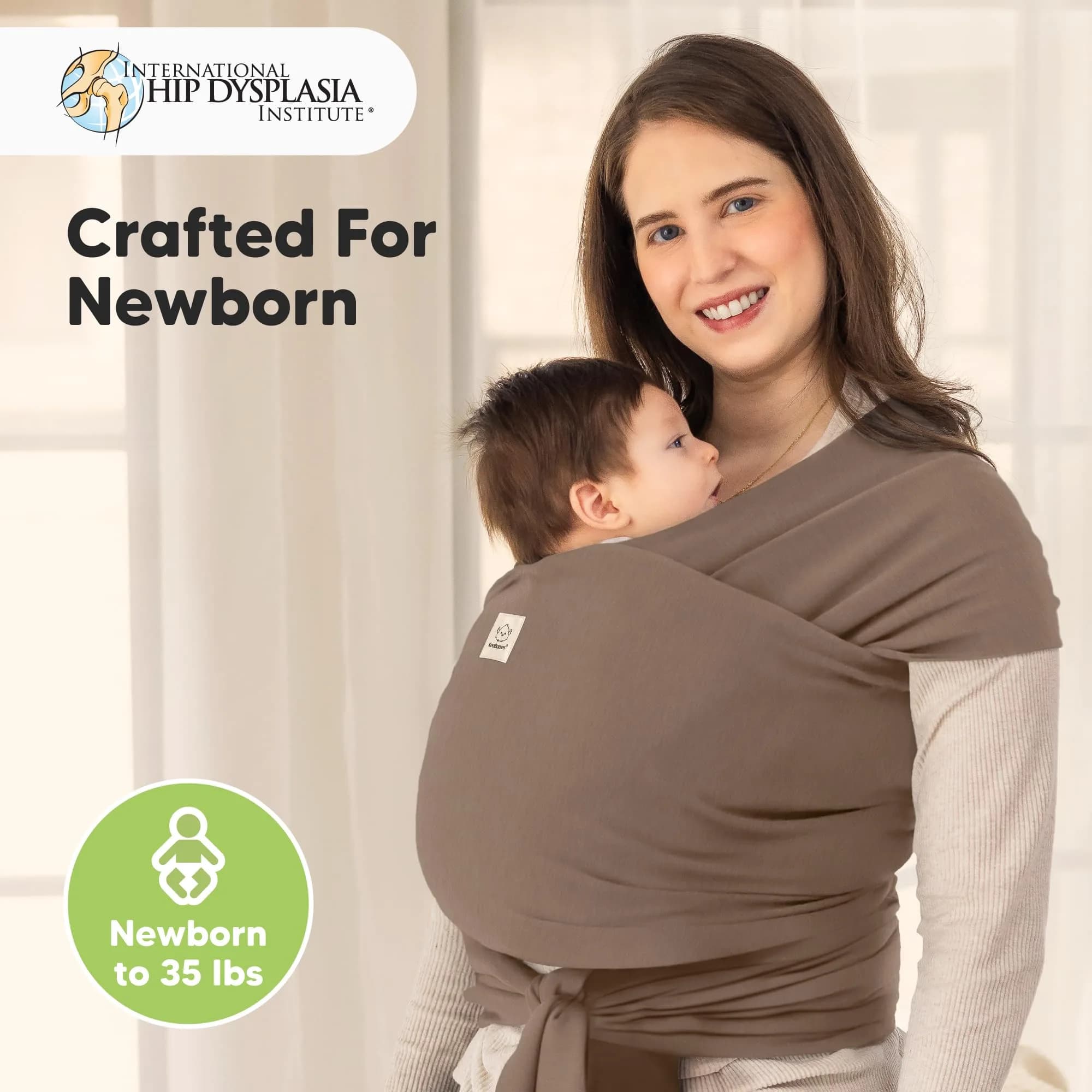 KeaBabies Original Baby Wrap Carrier - Saddle Brown | IHDI Certified, Breathable Fabric - view 2