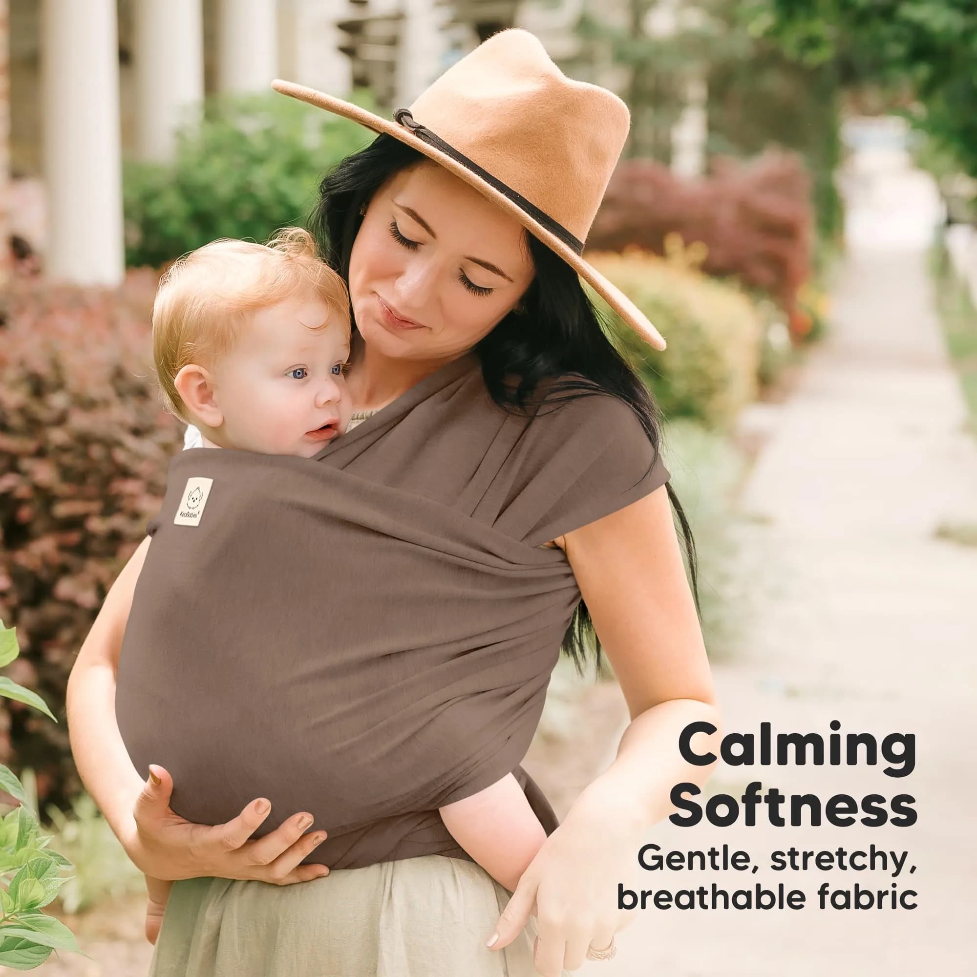 KeaBabies Original Baby Wrap Carrier - Saddle Brown | IHDI Certified, Breathable Fabric - view 3