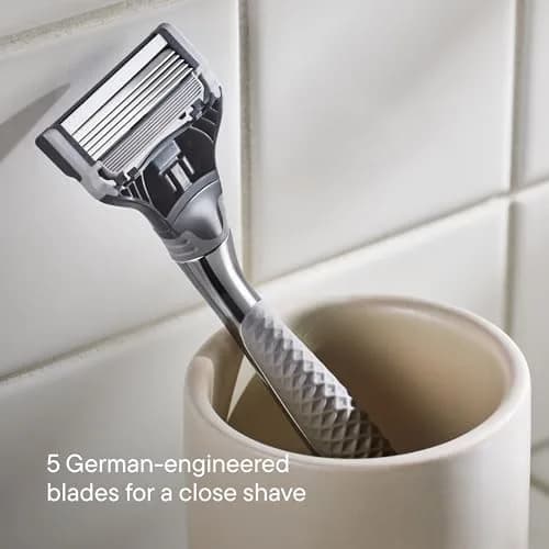 Harry's Original Shaving Kit for Men, Chrome Edition | 5-Blade Razor Handle & 3 Refills | German Engineered thumbnail 5