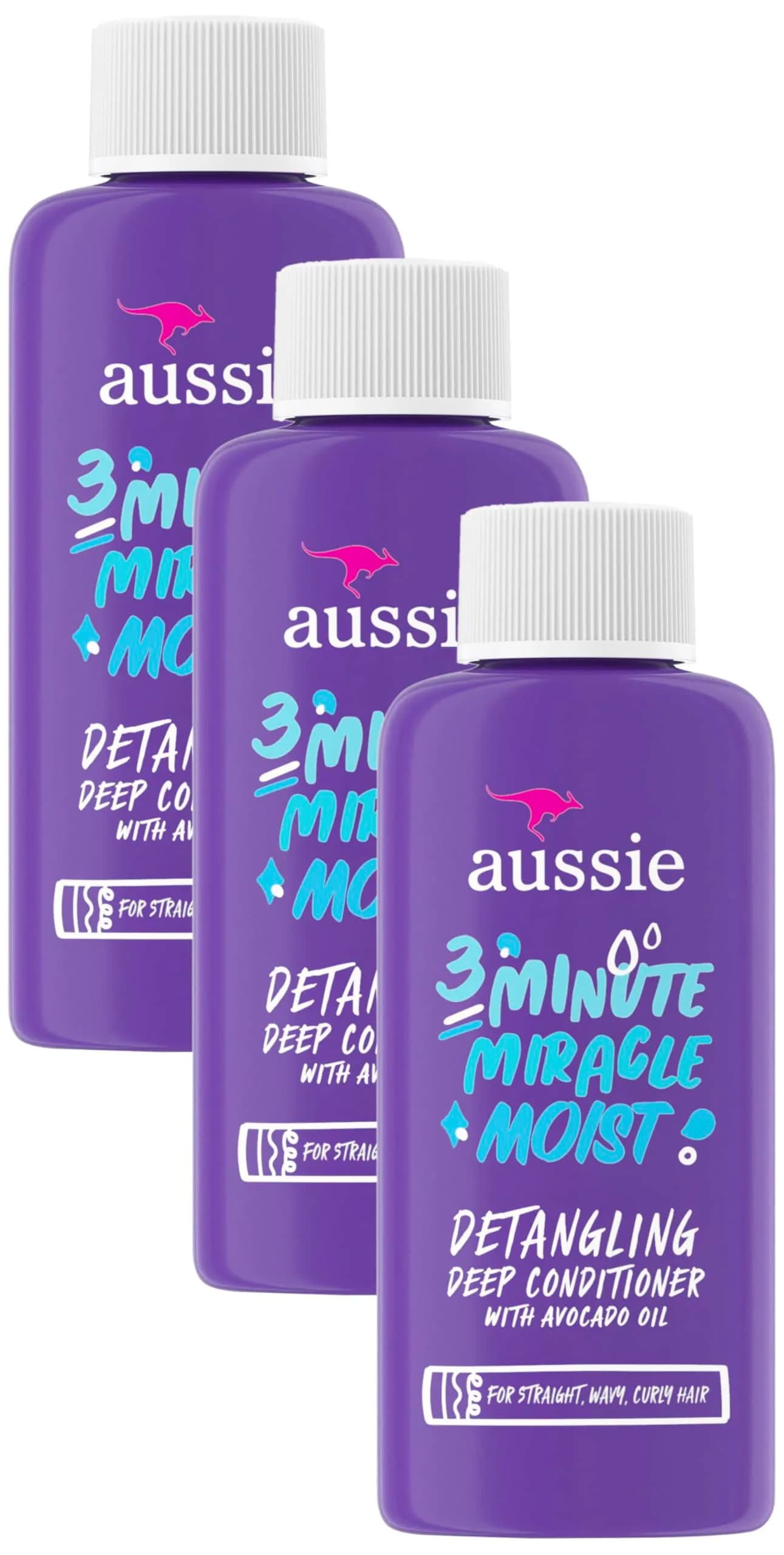 Aussie 3 Minute Miracle Moist Deep Conditioning Treatment - Pack of 3 | Hydrates Dry Hair - main product image