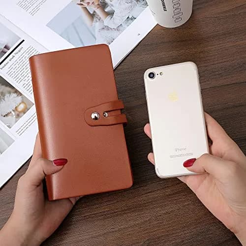 Angimi Leather Business Card Organizer 96 Cards | RFID Blocking, Durable PU Leather, Brown thumbnail 7