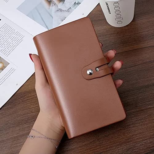 Angimi Leather Business Card Organizer 96 Cards | RFID Blocking, Durable PU Leather, Brown thumbnail 2