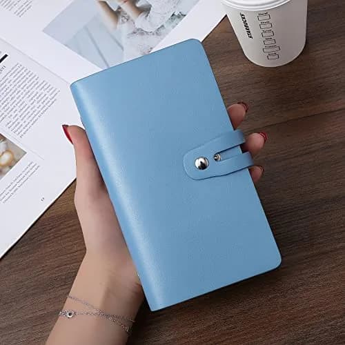 Angimi Leather Business Card Organizer, RFID Blocking, Holds 96 Cards, Lightblue | Professional Card Book thumbnail 5