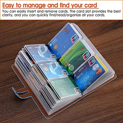 Angimi Leather Business Card Organizer, RFID Blocking, Holds 96 Cards, Lightblue | Professional Card Book thumbnail 2