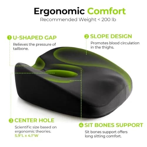 AUVON Donut Seat Cushion for Tailbone Pain 43.7cm (17.2"L x 16.2"W x 3.1"H) | Orthopedic Pain Relief for Hemorrhoids, Sciatica, Postpartum thumbnail 3