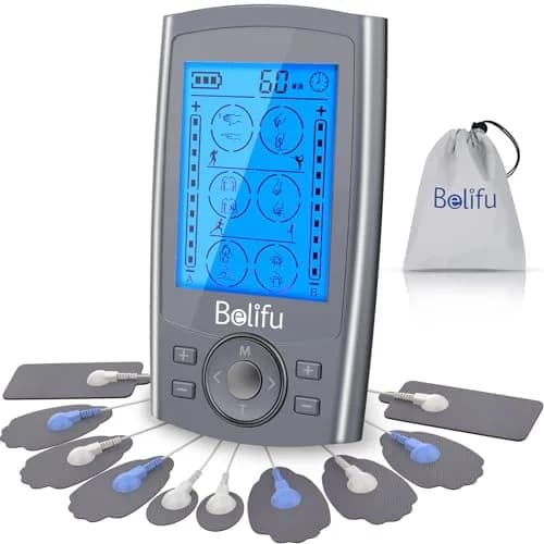 Belifu Dual Channel TENS EMS Unit 24 Modes Muscle Stimulator with 10 Pads | Pain Relief Therapy thumbnail 1