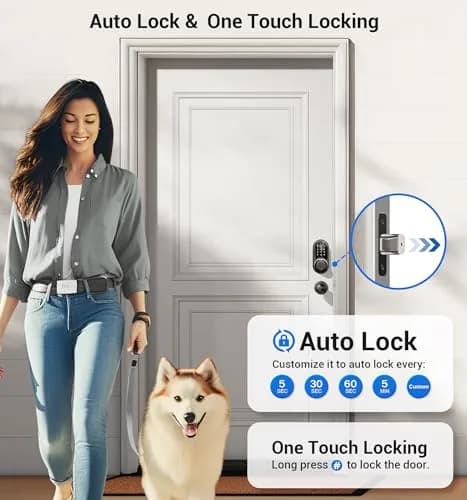 Veise RZ07C Fingerprint Smart Lock Deadbolt 2 Knobs Set, Matte Black | Keyless Biometric Home Security thumbnail 3