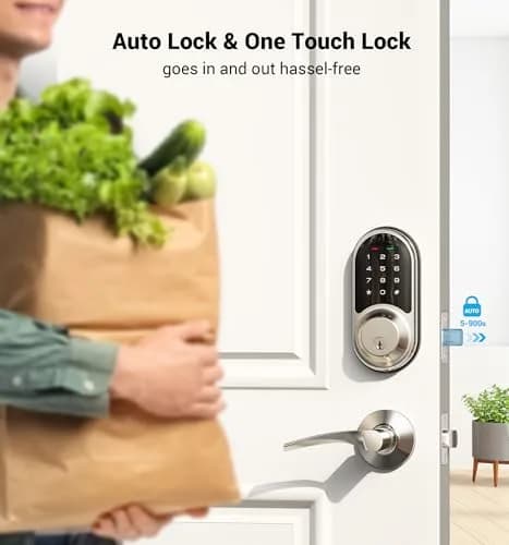 Veise RZ06B Smart Lock with Lever Handle Set, Satin Nickel, 1.99 kg (4.39 lb) | App Control & eKeys for Secure Entry thumbnail 3