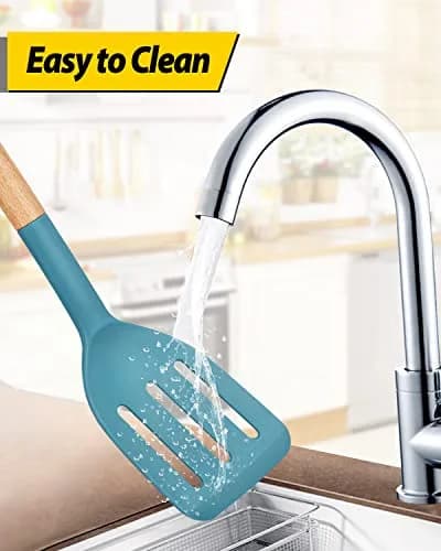 BUNDLEPRO Silicone Spatula Set | BPA-Free, Heat-Resistant 446℉, 2 Pack, Blue thumbnail 5