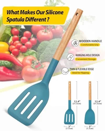 BUNDLEPRO Silicone Spatula Set | BPA-Free, Heat-Resistant 446℉, 2 Pack, Blue thumbnail 2