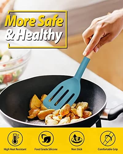 BUNDLEPRO Silicone Spatula Set | BPA-Free, Heat-Resistant 446℉, 2 Pack, Blue thumbnail 3