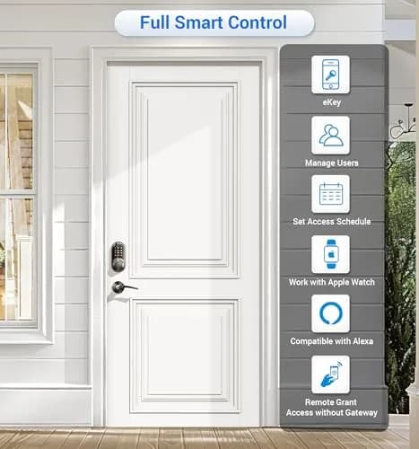 Veise RZ07B Fingerprint Smart Lock with 2 Lever Handle Set, Matte Black | Keyless Entry & App Control thumbnail 4