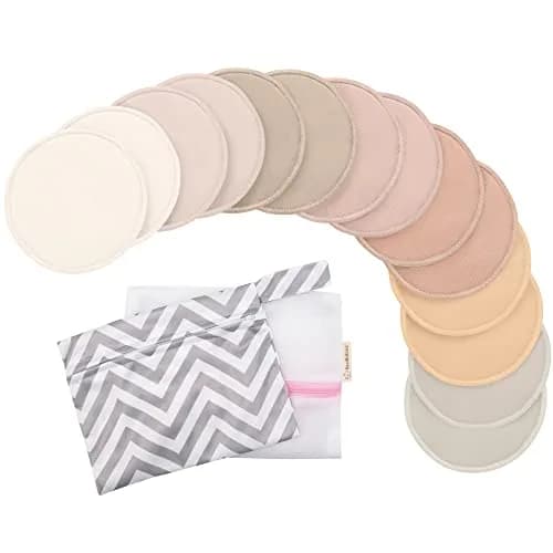 KeaBabies Reusable Nursing Pads for Breastfeeding (Neutrals, 12.2 cm / 4.8") | 4-Layer Absorbency for New Moms — Neutrals