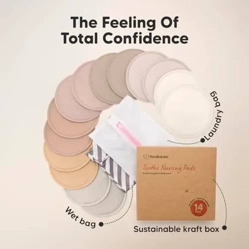 KeaBabies Reusable Nursing Pads for Breastfeeding (Neutrals, 12.2 cm / 4.8") | 4-Layer Absorbency for New Moms thumbnail 8