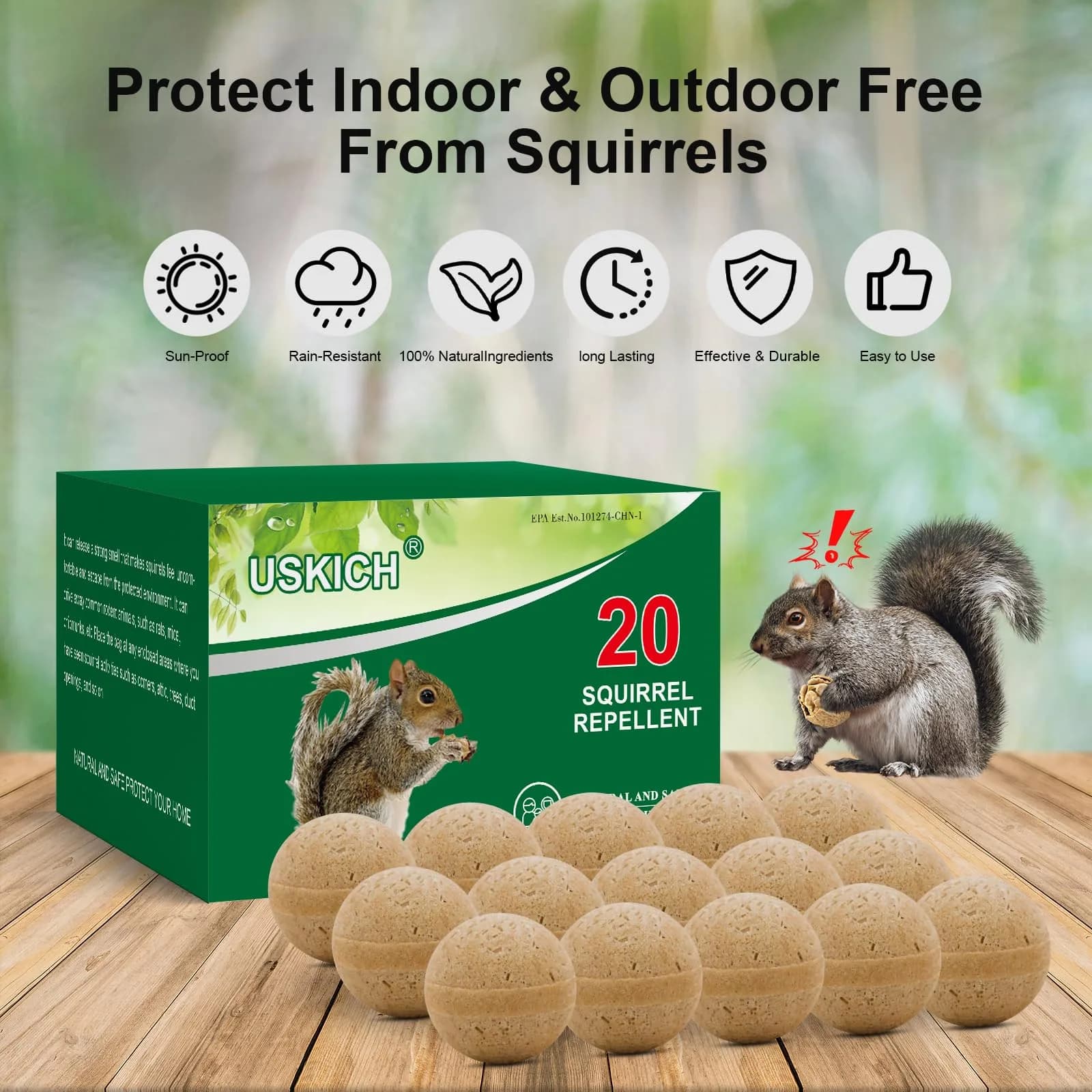 USKICH 20-Pack Rodent Repellent Balls | 120 sq ft Coverage - view 4