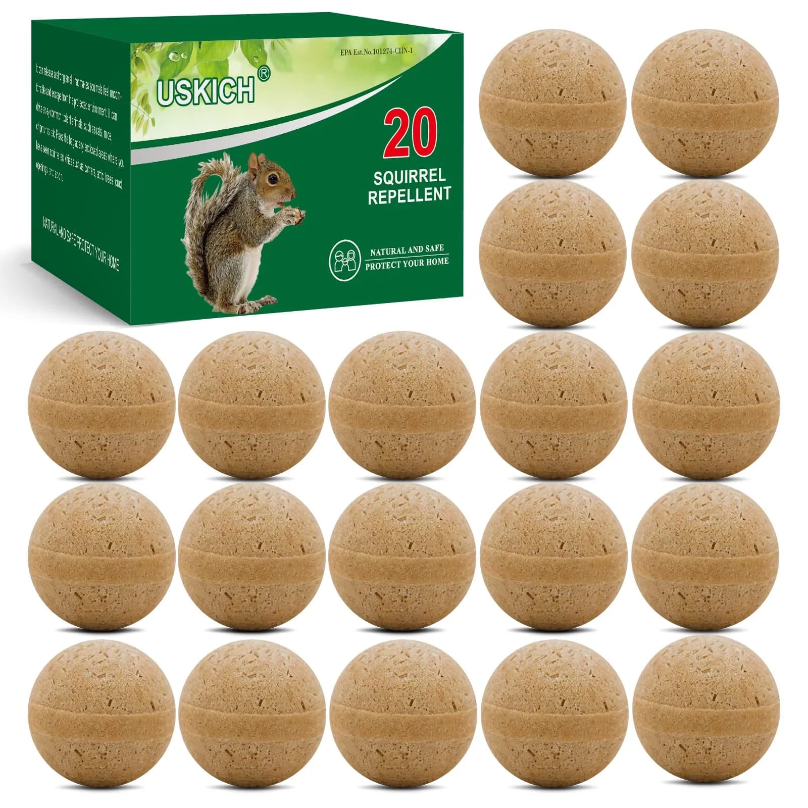 USKICH 20 Pack Deer & Rabbit Repellent Sticks | Peppermint & Garlic Scent (20 Count) — Brown-squirrel