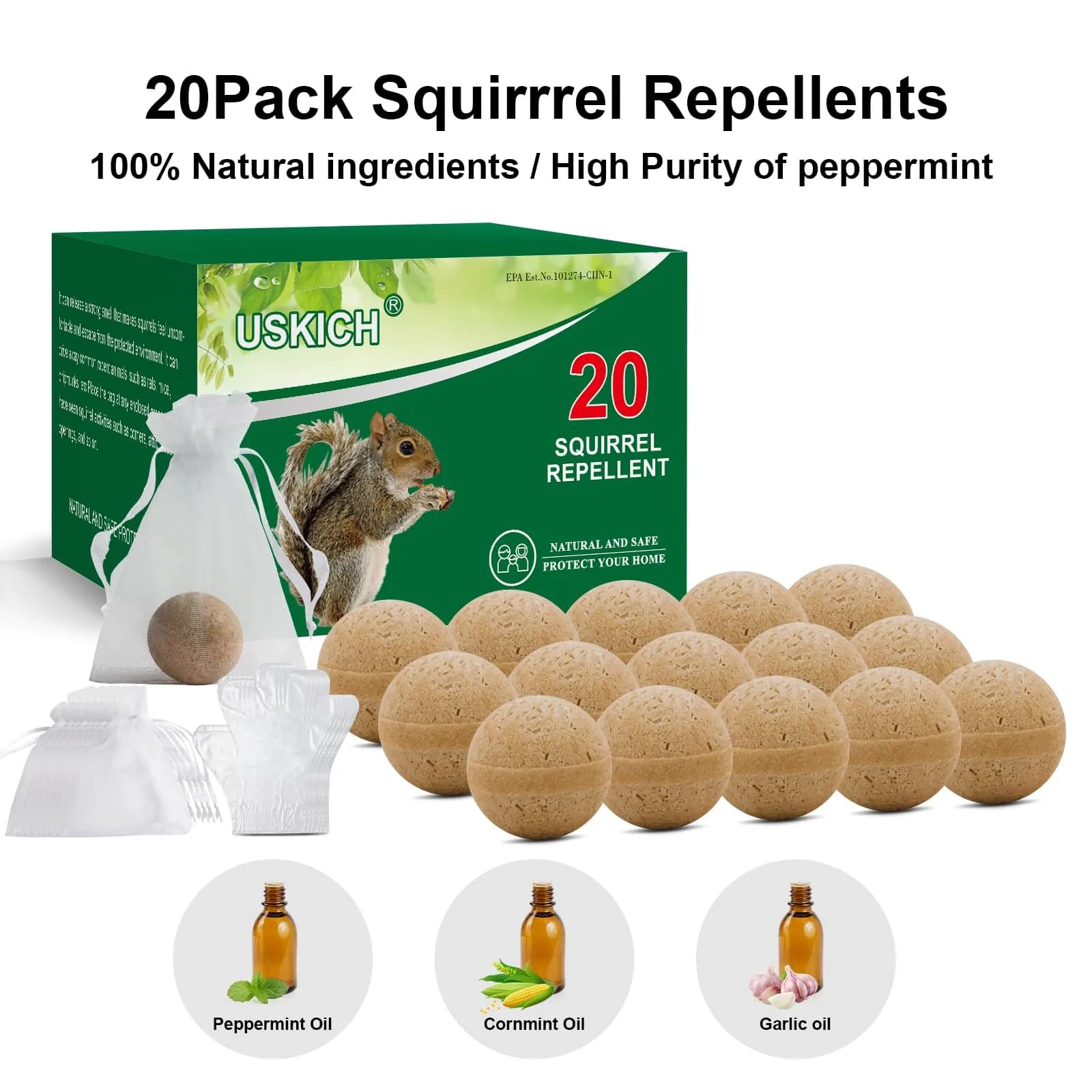 USKICH 20-Pack Rodent Repellent Balls | 120 sq ft Coverage - view 2