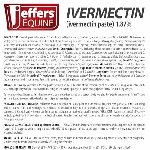 Jeffers Ivermectin Gel Dewormer for Horses 12 Pack | Apple Flavored Parasite Control thumbnail 6