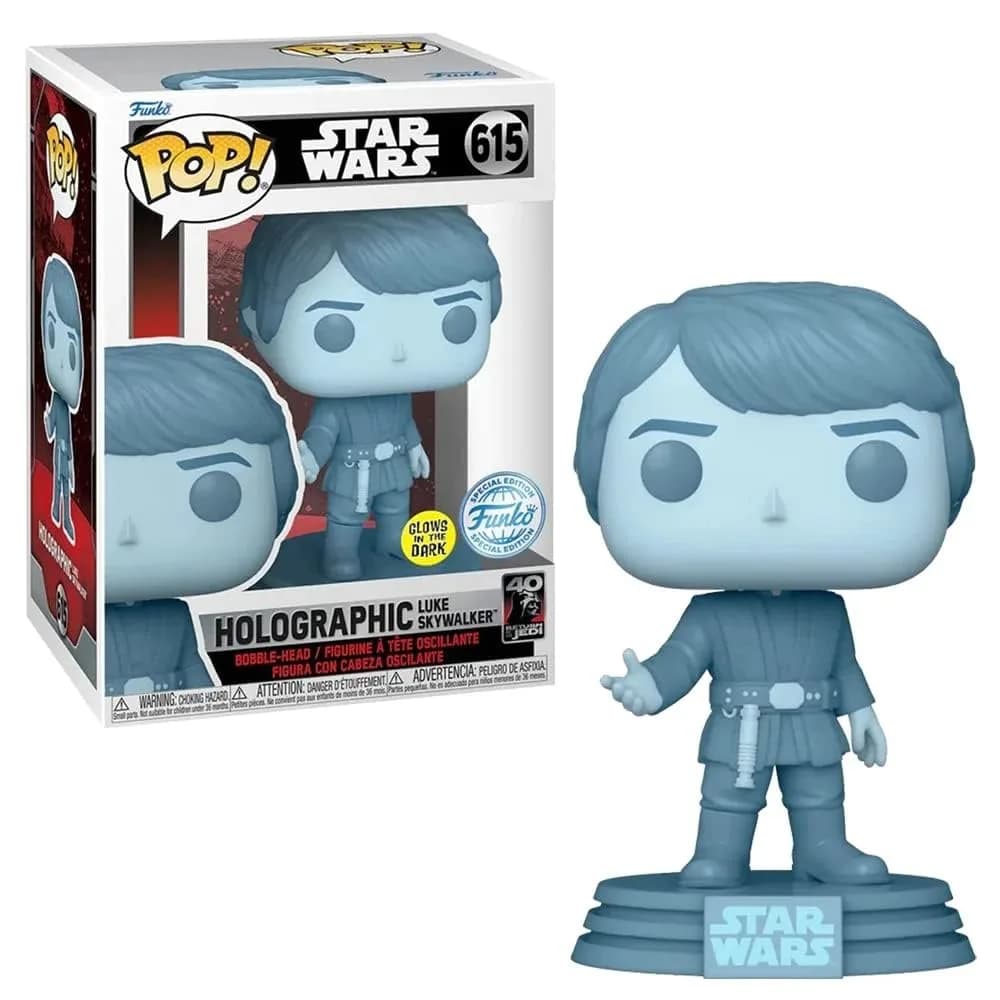 Funko Star Wars Return of The Jedi Holographic Luke Skywalker Vinyl Figure 20cm | Glow in The Dark Collectible Kid Gift — Blue