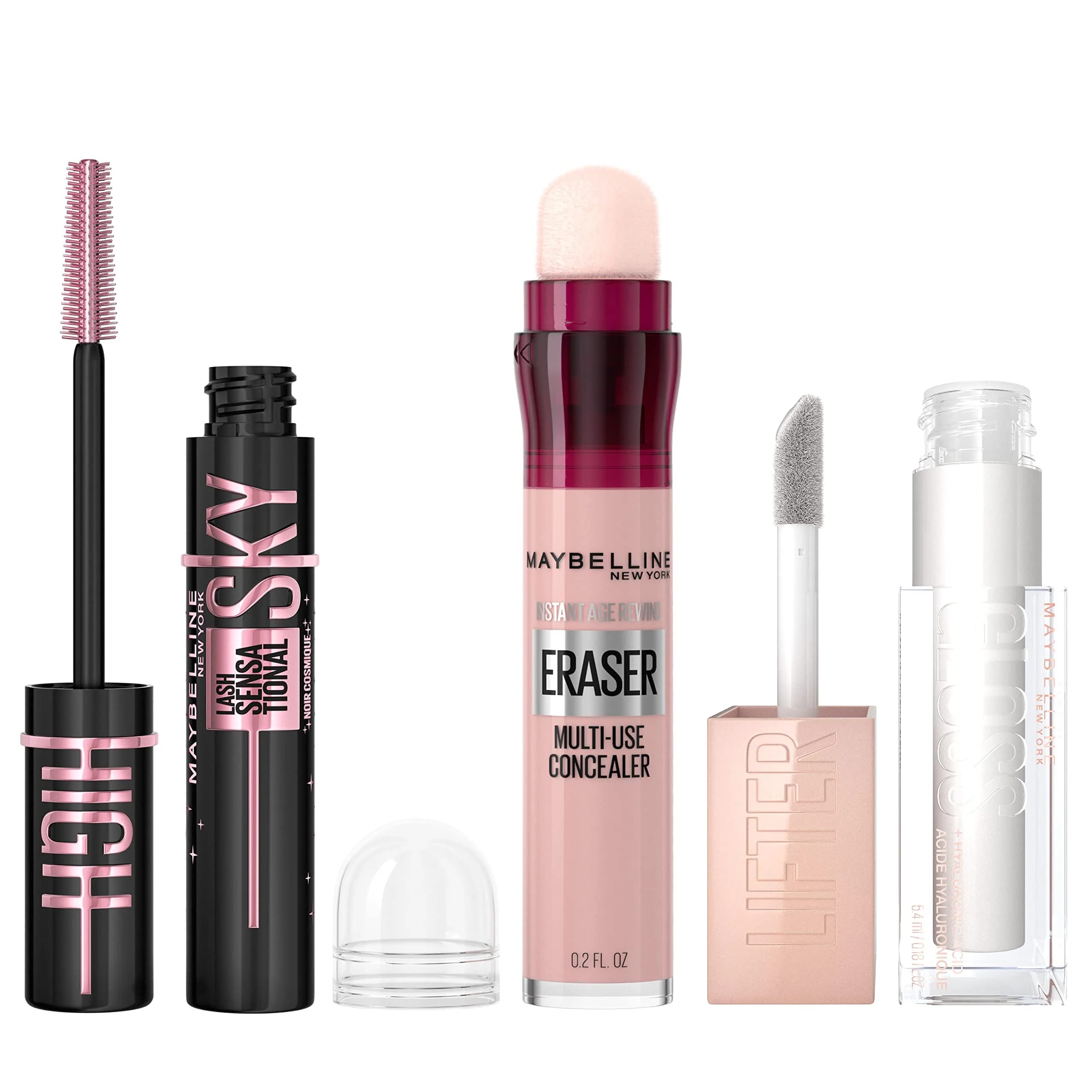 Maybelline Cosmic Black Sky High Mascara + Age Rewind Concealer + Pearl Lifter Gloss Bundle - main product image