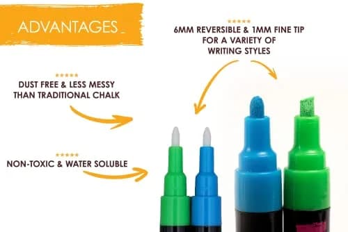 Bandle B. Vintage Pastel Chalk Markers - 8 Count (6mm Tip) | Non-Toxic & Erasable for Glass & Chalkboards thumbnail 6
