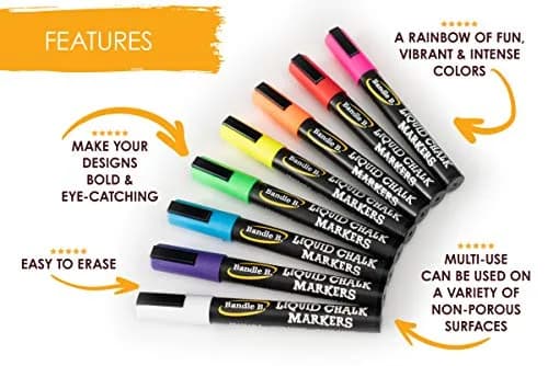 Bandle B. Vintage Pastel Chalk Markers - 8 Count (6mm Tip) | Non-Toxic & Erasable for Glass & Chalkboards thumbnail 7