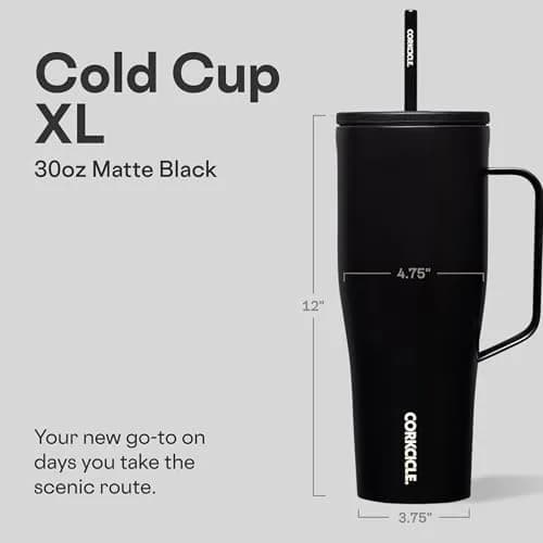 Corkcicle Cold Cup XL Handle Tumbler 30 oz Black | Triple-Insulated Stainless Steel thumbnail 2