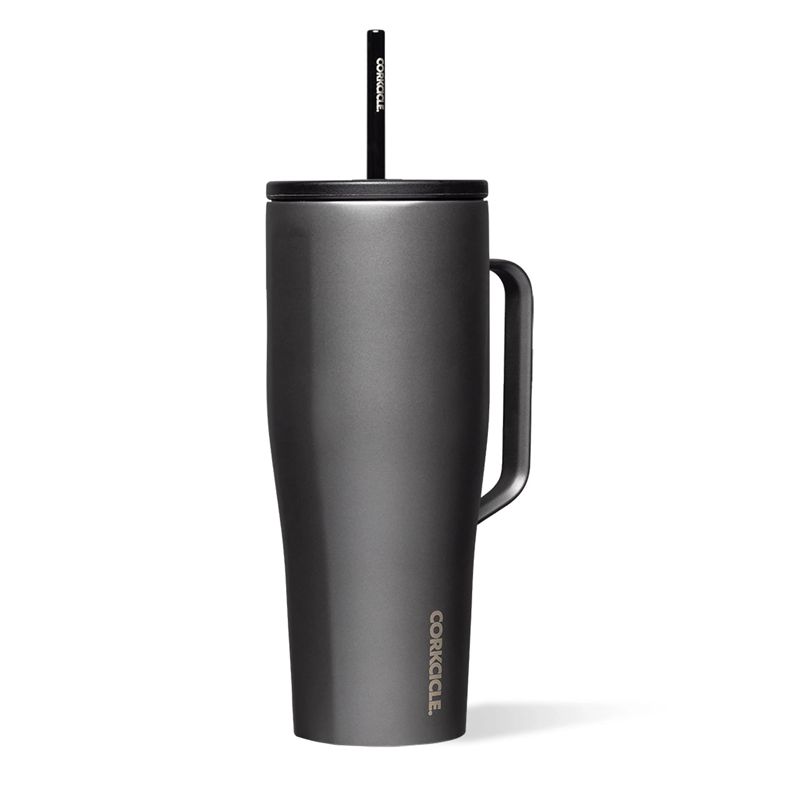 Corkcicle Cold Cup XL Handle Tumbler 30 oz Black | Triple-Insulated Stainless Steel — Ceramic Slate