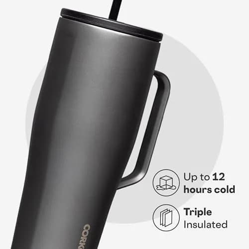 Corkcicle Cold Cup XL Handle Tumbler 30 oz Ceramic Slate | Triple-Insulated, BPA-Free, Fits Car Cupholders thumbnail 3