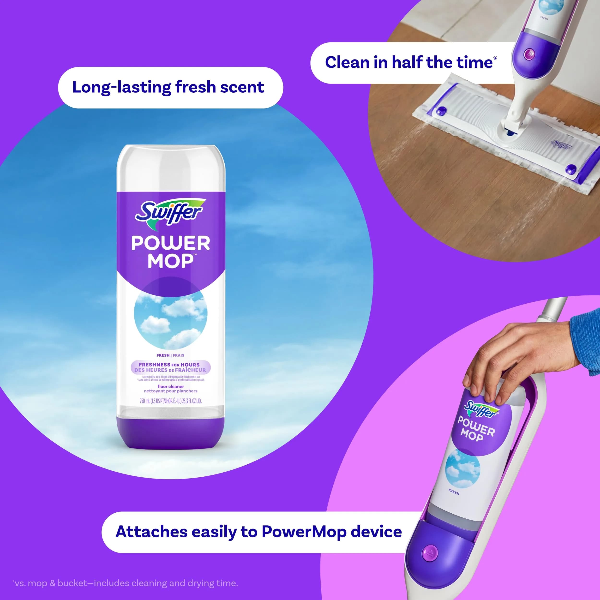 Swiffer PowerMop Fresh Scent Liquid Floor Cleaner Refills - 2 Count, 25.35 Fl Oz Each - view 2