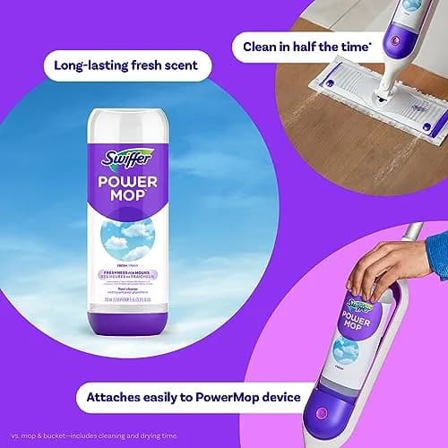 Swiffer PowerMop Liquid Floor Cleaner Refills Fresh Scent 1.5 L (50.7 Fl Oz) | Mops Smarter, Cleans in Half the Time thumbnail 2