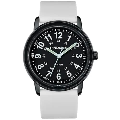 PINDOWS Women's Nurse Watch 34mm Green Silicone Band | Luminous Dial, 12/24 Hr Display thumbnail 2