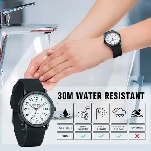 PINDOWS Women's Nurse Watch 34mm Green | Clear Dial & Luminous Glow for Night Shifts thumbnail 3