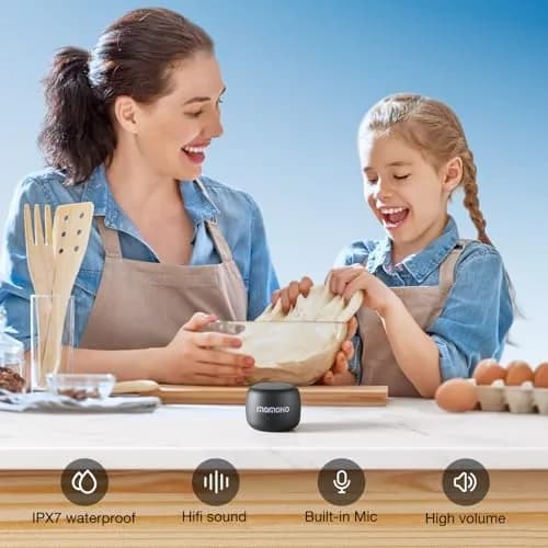 MOMOHO Mini Bluetooth Speaker Wireless Small Bluetooth Speaker with Built in Mic, TWS Portable for Travel Party Gift Outdoor Laptop (Black) thumbnail 5