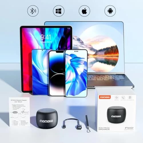 MOMOHO Mini Bluetooth Speaker Wireless Small Bluetooth Speaker with Built in Mic, TWS Portable for Travel Party Gift Outdoor Laptop (Black) thumbnail 6