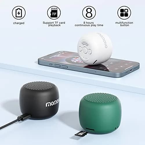 MOMOHO Mini Bluetooth Speaker Wireless Small Bluetooth Speaker with Built in Mic, TWS Portable for Travel Party Gift Outdoor Laptop (Black) thumbnail 3