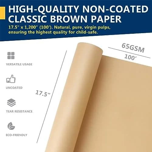 PH PERKHOMY Brown Kraft Paper Roll 17.5" x 100' | Versatile Gift Wrap & Craft (120 chars) thumbnail 4