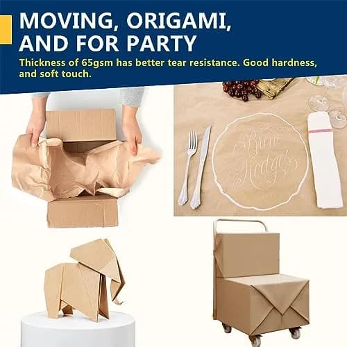 PH PERKHOMY Brown Kraft Paper Roll 17.5" x 100' | Versatile Gift Wrap & Craft (120 chars) thumbnail 5