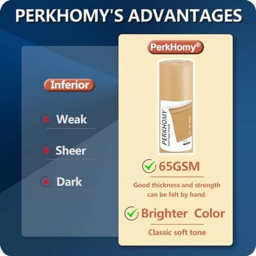 PH PERKHOMY Brown Kraft Paper Roll 17.5" x 100' | Versatile Gift Wrap & Craft (120 chars) thumbnail 2