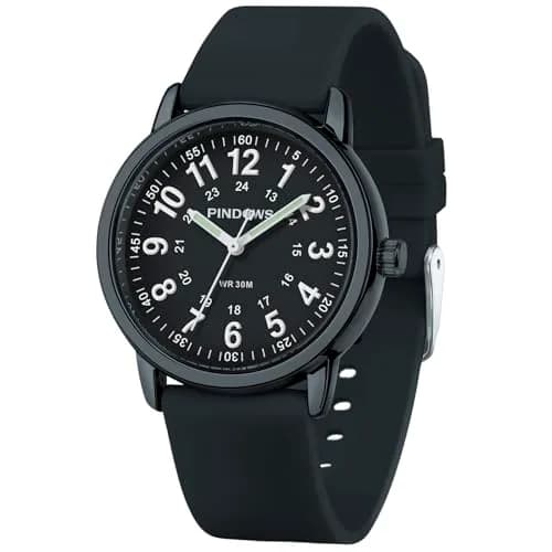 PINDOWS Women's Nurse Watch 34mm Green Silicone | Luminous Dial, 12/24 Hour Display thumbnail 1
