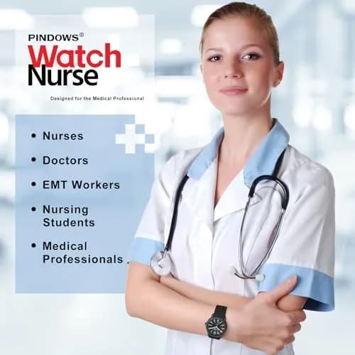 PINDOWS Women's Nurse Watch 34mm Green Silicone | Luminous Dial, 12/24 Hour Display thumbnail 7