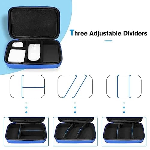 ProCase Hard Travel Electronic Organizer Case for MacBook Power Adapter Chargers Cables Power Bank Apple Magic Mouse Apple Pencil USB Flash Disk SD Card Large Blue thumbnail 7