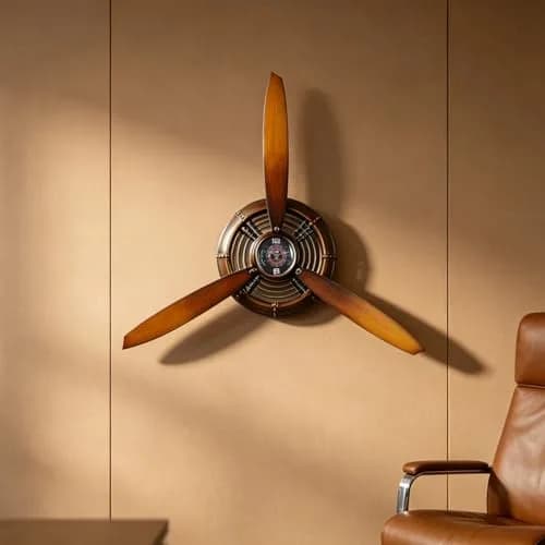AOROTOE Pilot Gifts for Men Metal Antique Airplane Propeller Wall Clock 29.5×26.4 Inches | Vintage Aviation Decor thumbnail 5