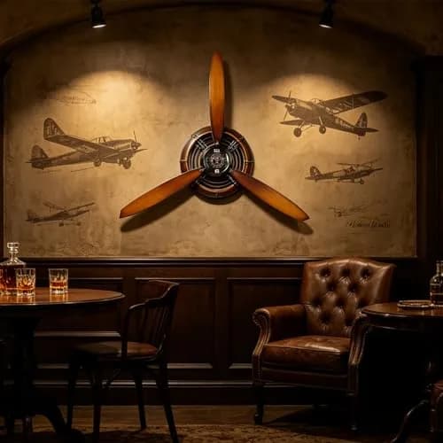 AOROTOE Pilot Gifts for Men Metal Antique Airplane Propeller Wall Clock 29.5×26.4 Inches | Vintage Aviation Decor thumbnail 6