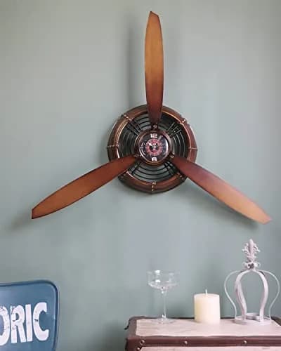 AOROTOE Pilot Gifts for Men Metal Antique Airplane Propeller Wall Clock 29.5×26.4 Inches | Vintage Aviation Decor thumbnail 8