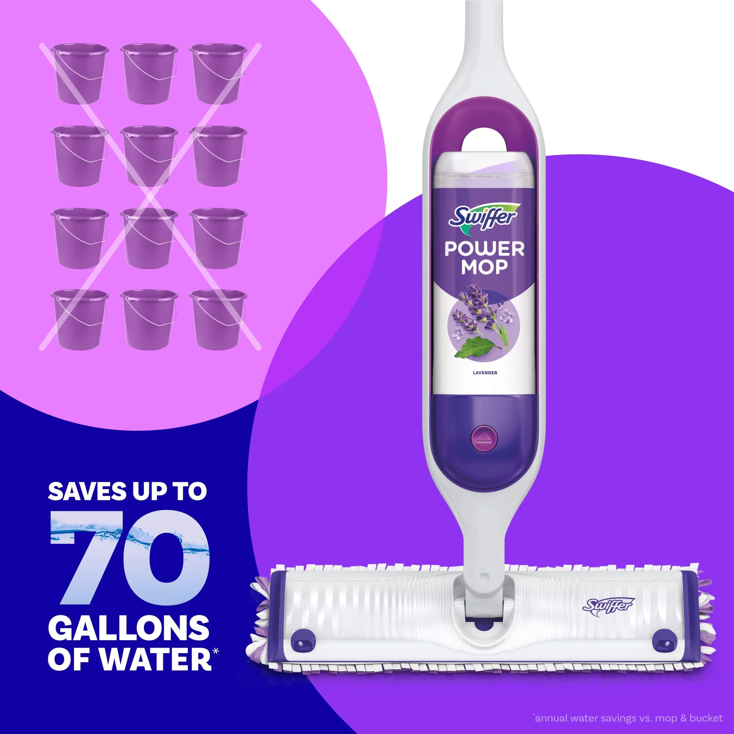 Swiffer PowerMop Floor Cleaner Refill Solution Lavender Scent 1.5L (50.7 Fl Oz) | All-Purpose Multi-Surface Cleaner for Tile, Vinyl, Laminate, Wood - view 9