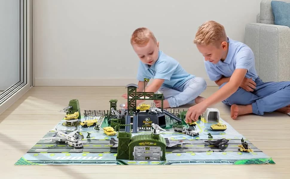 deAO Army Men Playset Military Base with Vehicles Toy & Map for Boys 3-5 | 38 Pieces thumbnail 7